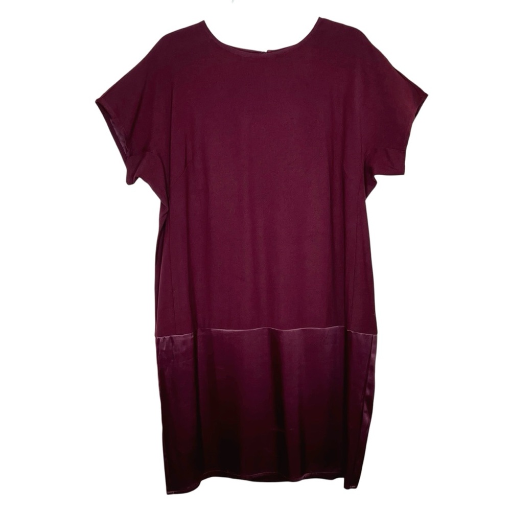 Universal Standard Avenir Double Luxe Minimalist Shift Dress NWT 12 Burgundy